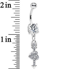 Load image into Gallery viewer, Clear Gem Studded Cupid Arrow Pierced Heart Dangle Belly Ring