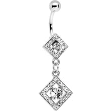 Load image into Gallery viewer, Clear Gem I'm a Square and I Don't Care Bottom Mount Dangle Belly Ring