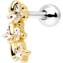 Load image into Gallery viewer, 16G 1/4 Steel Clear CZ Sunny Three Star Right Cartilage Earring
