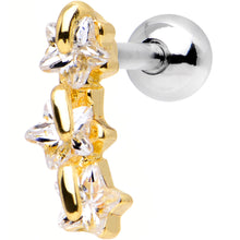 Load image into Gallery viewer, 16G 1/4 Steel Clear CZ Sunny Three Star Right Cartilage Earring