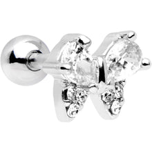 Load image into Gallery viewer, 16G 1/4 Stainless Steel Clear CZ Butterfly Cartilage Earring