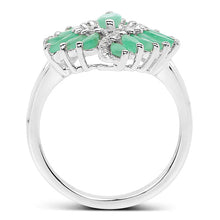 Load image into Gallery viewer, 1.63 Carat Genuine Emerald and White Zircon .925 Sterling Silver Ring