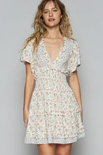 Load image into Gallery viewer, New Summer Cutout Back Frill Floral V-Neck Short Sleeve Mini Dress For Women Fluttering, Chic, Feminine, and Playful Dress with Floral Print and Back Cutout for a Flirty and Elegant Look
