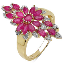 Load image into Gallery viewer, 14K Yellow Gold Plated 2.04 Carat Genuine Ruby .925 Sterling Silver Ring