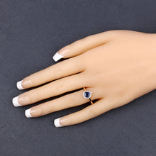 Load image into Gallery viewer, 0.73 Carat Genuine Blue Sapphire and White Diamond 14K Yellow Gold Ring