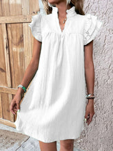 Load image into Gallery viewer, Elegant Ruffled Cap Sleeve Mini Dress Feminine & Flowy Summer Dress