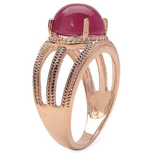 Load image into Gallery viewer, 14K Rose Gold Plated 6.55 Carat Genuine Glass Filled Ruby .925 Sterling Silver Ring