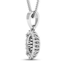 Load image into Gallery viewer, 0.13 Carat Genuine White Diamond 14K White Gold Semi Mount Pendant - holds 8x6mm Oval Gemstone