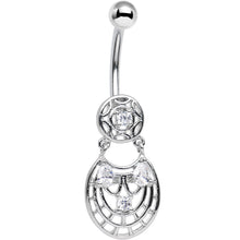 Load image into Gallery viewer, Clear CZ Gem Circular Woven Pattern Dangle Belly Ring