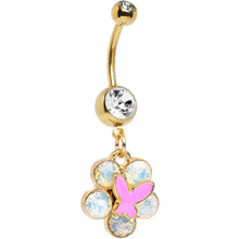 Load image into Gallery viewer, Gold Anodized Iridescent Gem Nature's Wonder Dangle Belly Ring