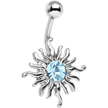 Load image into Gallery viewer, Blue Gem Tribal Shining Sun Belly Ring