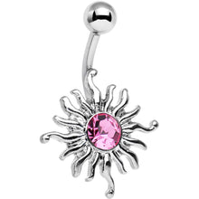 Load image into Gallery viewer, Pink Gem Tribal Shining Sun Belly Ring