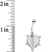 Load image into Gallery viewer, Clear CZ Gem Lattice Style Hawthorne Leaf Dangle Belly Ring