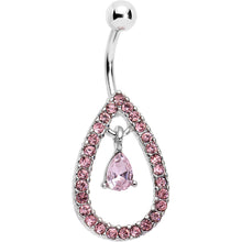 Load image into Gallery viewer, Pink Gem Glamour Drop Teardrop Dangle Bottom Mount Belly Ring