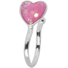 Load image into Gallery viewer, Pink Synthetic Opal Rhodium Plated Heart Clip On Fake Nose Ring
