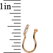 Load image into Gallery viewer, Clear Gem Rose Gold IP Paved Heart Clip On Fake Nose Ring