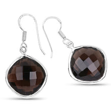 Load image into Gallery viewer, 22.80 Carat Genuine Smoky Quartz .925 Sterling Silver Earrings