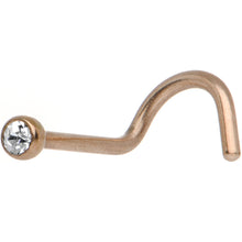 Load image into Gallery viewer, 20G 2mm Clear Gem Rose Gold Titanium IP Steel Nose Screw