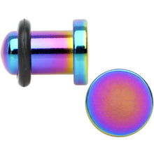Load image into Gallery viewer, 2G Rainbow Titanium Plated Steel Flat Top Single Flare Plug Set