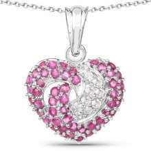 Load image into Gallery viewer, 2.65 Carat Genuine Ruby and White Sapphire .925 Sterling Silver Pendant