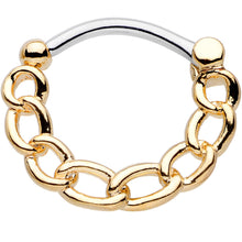 Load image into Gallery viewer, 16G Chained to Fashion Simple Gold Ion-Plated Septum Clicker