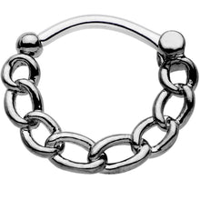 Load image into Gallery viewer, 16G Chain Link Black IP over Stainless Steel Septum Clicker