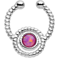 Load image into Gallery viewer, Purple Synthetic Opal Ion-plated Non-Pierced Clip On Fake Septum Ring