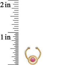 Load image into Gallery viewer, Red Synthetic Opal Gold Ion-plated Non-Pierced Clip On Fake Septum Ring