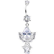 Load image into Gallery viewer, 925 Sterling Silver Clear Spectacular Teardrop Dangle Belly Ring