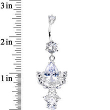 Load image into Gallery viewer, 925 Sterling Silver Clear Spectacular Teardrop Dangle Belly Ring