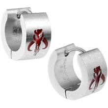Load image into Gallery viewer, Officially Licensed Star Wars Mandalorian Symbol Hoop Huggy Earrings