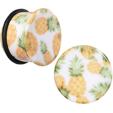 Load image into Gallery viewer, White Acrylic Pineapple Single Flare Plug Set Available in Sizes 3mm to 16mm