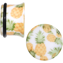 Load image into Gallery viewer, White Acrylic Pineapple Single Flare Plug Set Available in Sizes 3mm to 16mm