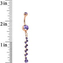 Load image into Gallery viewer, Purple Rose Gold Anodized Criss Cross Dangle Belly Ring