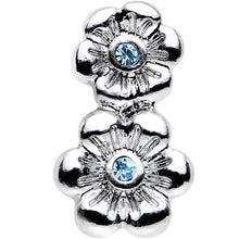 Load image into Gallery viewer, 16G 1/4 Aqua Gem Steel Double Flower Tragus Cartilage Earring