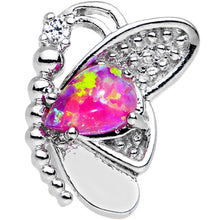 Load image into Gallery viewer, Pink Synthetic Opal Clear Gem Butterfly Right Cartilage Earring