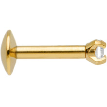 Load image into Gallery viewer, 16G 1/4 Gold IP 2mm Clear Gem Internally Threaded Tragus Earring