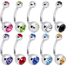 Load image into Gallery viewer, 10 Piece J-Bar Belly Ring Pack Set Created with Crystals