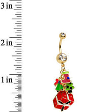 Load image into Gallery viewer, Gold Plated Stainless Steel Clear Joy of Christmas Dangle Belly Ring
