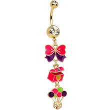 Load image into Gallery viewer, Gold Plated Stainless Steel Clear Gift of Christmas Dangle Belly Ring