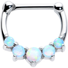 Load image into Gallery viewer, 16G 1/4 White Synthetic Opal Steel Bar Simple Septum Clicker