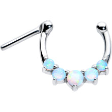 Load image into Gallery viewer, 16G 1/4 White Synthetic Opal Steel Bar Simple Septum Clicker