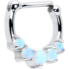 Load image into Gallery viewer, 16G 1/4 White Synthetic Opal Steel Bar Simple Septum Clicker