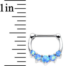 Load image into Gallery viewer, 16G 5/16 Blue Synthetic Opal Steel Barbell Simple Septum Clicker