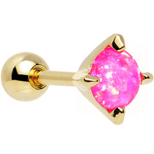 Load image into Gallery viewer, 16G 1/4 5mm Pink Synthetic Opal Gold Plated Cartilage Earring
