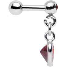 Load image into Gallery viewer, 16G 1/4 Red Gem 925 Silver Heart Dangle Cartilage Earring