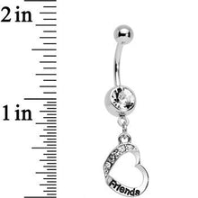 Load image into Gallery viewer, Clear Gem Best and Friends Matching Heart Dangle Belly Ring Set