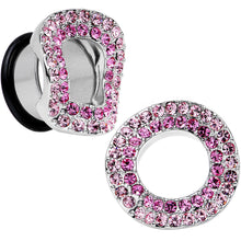 Load image into Gallery viewer, 5/8 Pink Gem Steel Warp Ring Single Flare Tunnel Plug Set