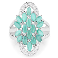 Load image into Gallery viewer, 2.74 Carat Genuine Emerald and White Topaz .925 Sterling Silver Ring