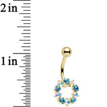 Load image into Gallery viewer, Aurora and Aqua Gem Gold Plated Heart Wreath Ring Belly Ring